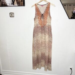 Ruby Yaya Cotton Viscose Sleeveless Boho Embroidered Tassel Dress Women's Medium